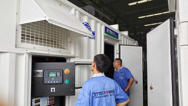 Factory testing FAT of ETTES POWER 300kW 500kW natural gas engine generators
