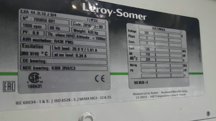 Ettespower Group Leroy Somer Alternator for MAN Biogas Sewage Gas CHP Ettes Power