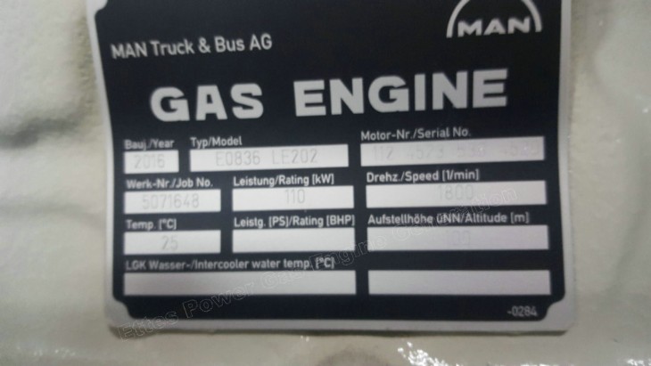 Ettespower 100kW MAN Biogas Sewage gas Engine E0836LE202 CHP Ettes Power Group